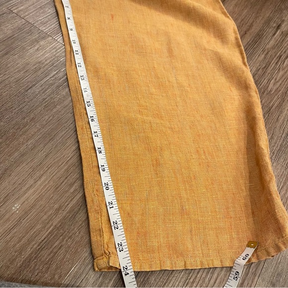 FLAX Linen Shirt Top Pants Twin Set Women’s Small Orange Lagenlook Boho Coastal - Picture 10 of 12